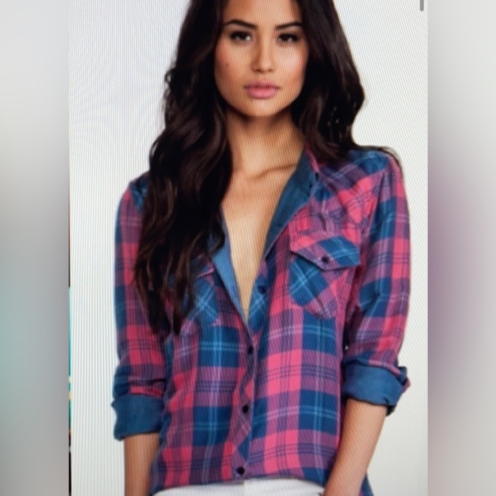 RAILS Rare Pink and Blue Plaid Flannel—Small